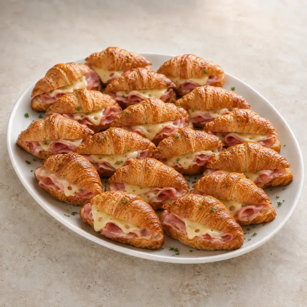 Freshly Baked Mini Croissant with Double Smoked Ham & Swiss Cheese