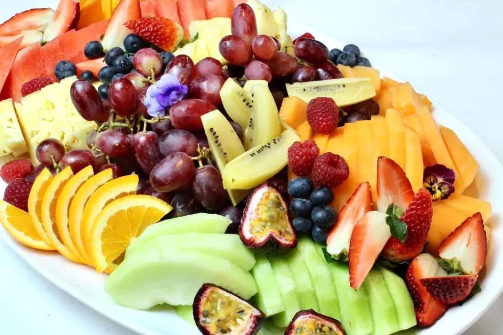 Fresh Sliced Seasonal Fruit Platter with Dark Chocolate Shards - GF/V